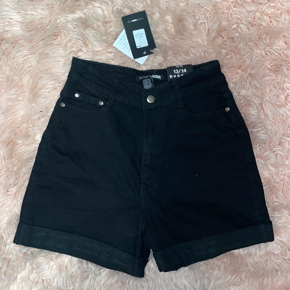 Black stretch high waisted shorts